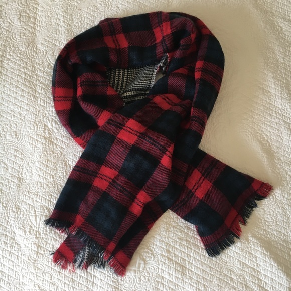 Zara Huge Two-Sided Soft Blanket Scarf Plaid Tartan Houndstooth - Picture 5 of 11
